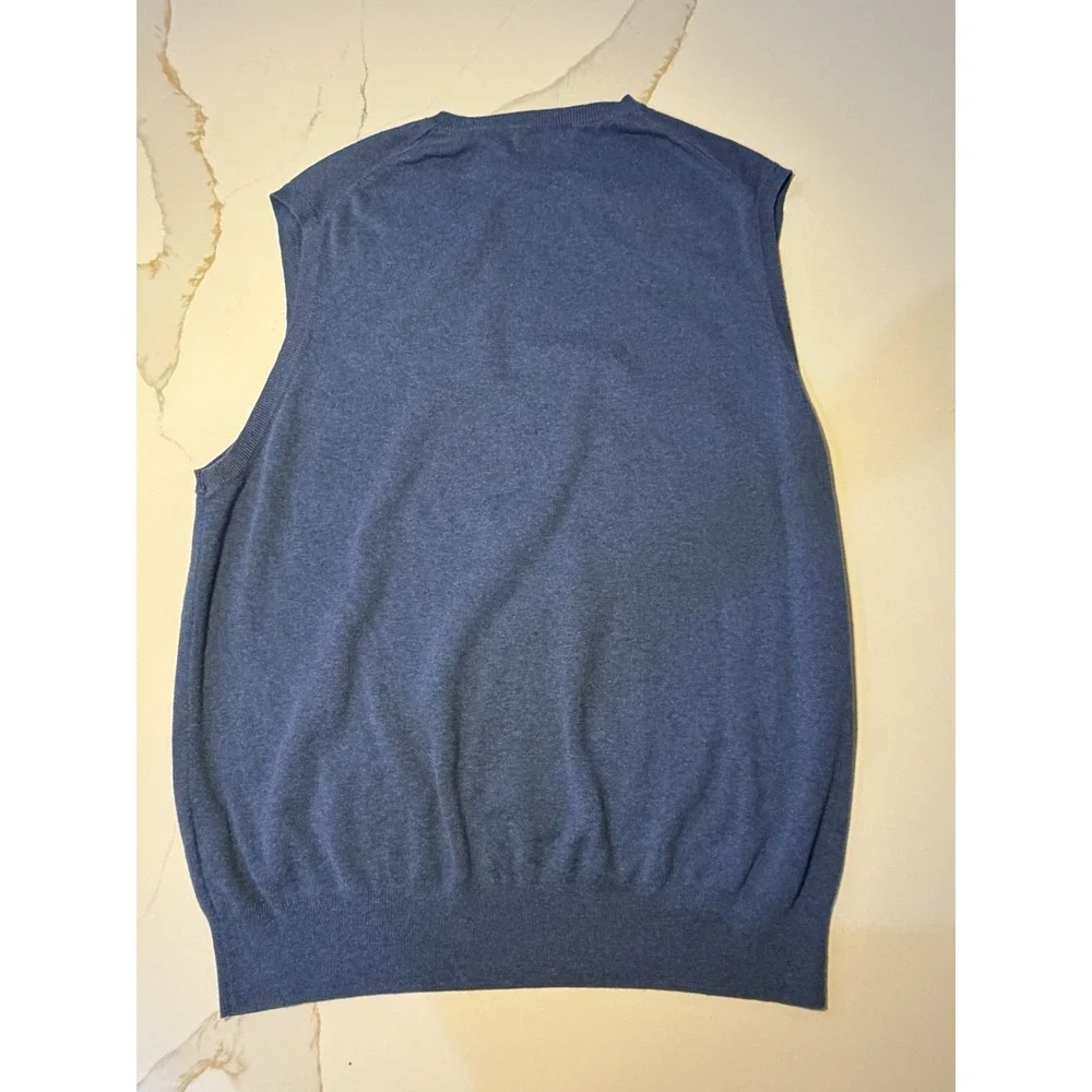 Polo Ralph Lauren Men's Blue Pima Cotton V-Neck Sweater Vest - Size XL
